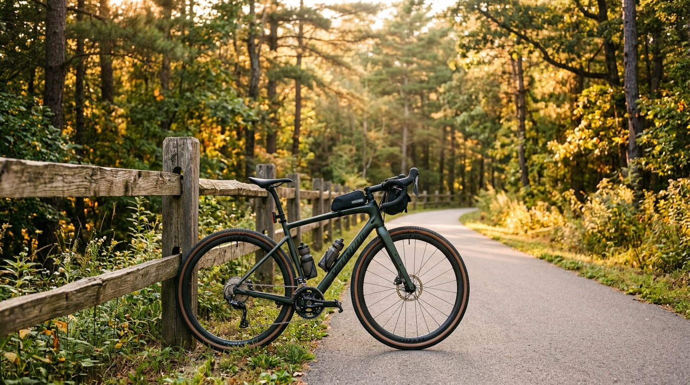 Gravel bicycle on the scenic Nickel Plate Trail